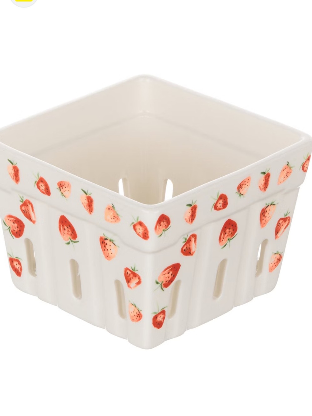 New! Ceramic Strawberry Print Berry Holder - White, Red, Summer Berries